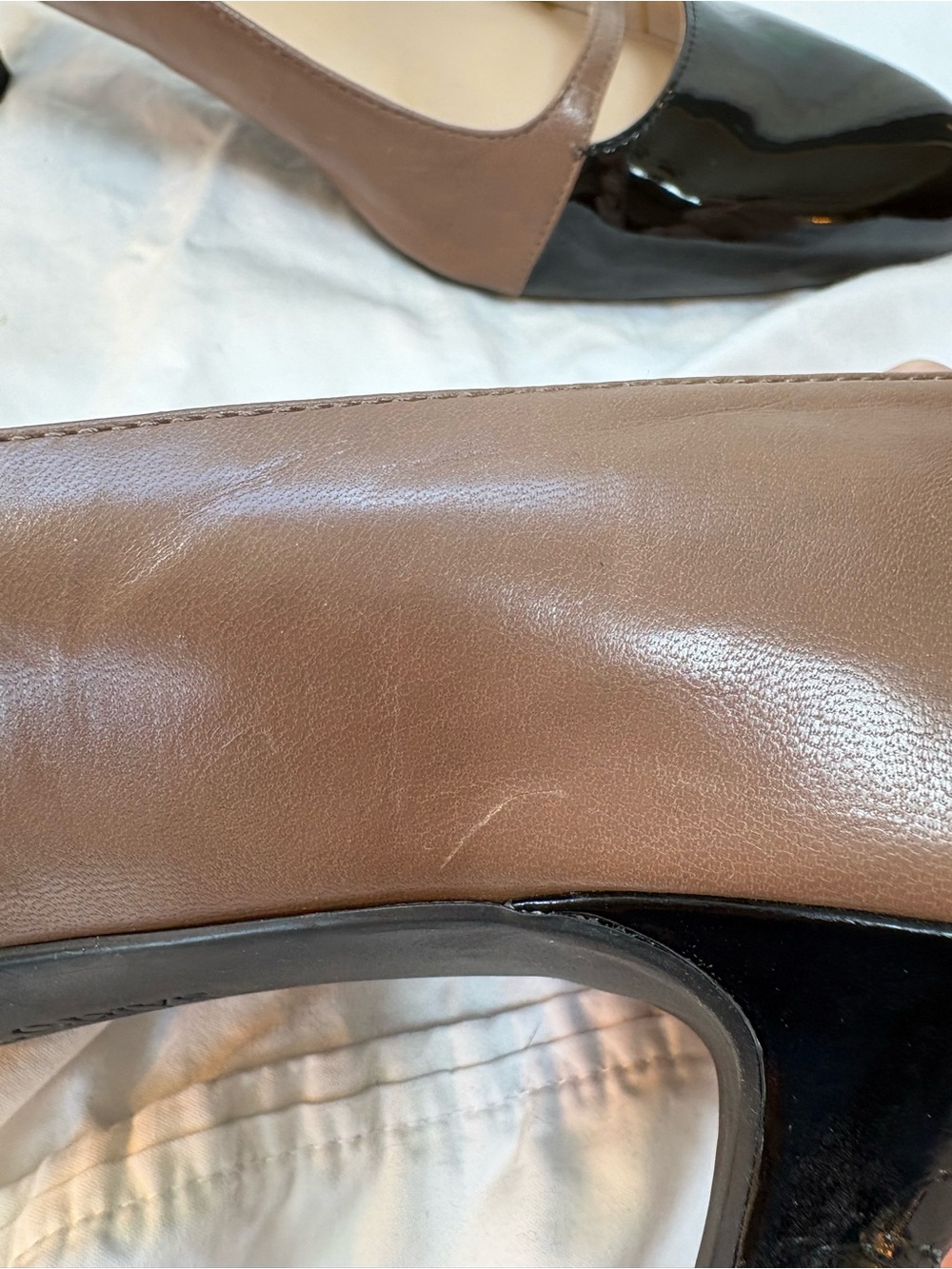 Franco Sarto Two-Tone Brown and Black Pointed-Toe Pumps - Picture 11 of 11